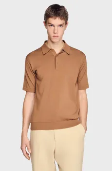 Мужское бежевое поло Бежевый M Sandro SHPTR00757_Dark Camel