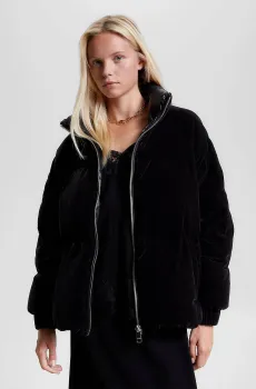 Женский черный бархатный пуховик MODERN WAISTED VELVET DOWN JKT Черный M Tommy Hilfiger WW0WW40242