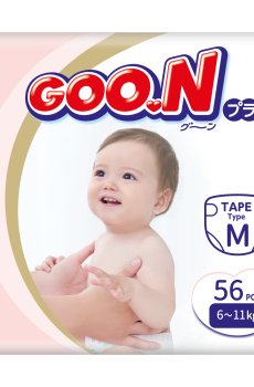 Уценка! Подгузники Goo.N Plus унисекс, размер М (для детей 6-11 кг), 56 шт
