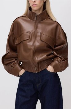 Reserved - Байкерська куртка зі штучної шкіри - коричневий - 956JM-88X