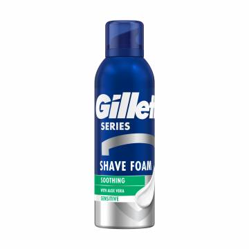 Мужская пена для бритья Gillette Series Sensitive для чувствительной кожи, с алоэ вера, 200 мл Мужская пена для бритья Gillette Series Sensitive для чувствительной кожи, с алоэ вера, 200 мл