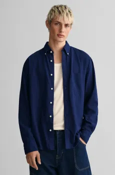Мужская темно-синяя рубашка REL GMNT DYED TEXTURE WEAVE Синий XXL Gant 3230032