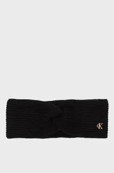 Женская черная шерстяная повязка METAL Черный ONESIZE Calvin Klein LV04F8039G