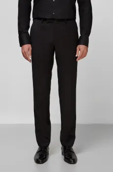 Мужские черные шерстяные брюки Черный 58 BOSS 50318825;001