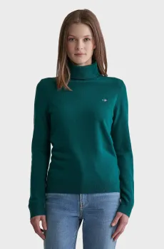 Женский зеленый шерстяной гольф EXTRAFINE LAMBSWOOL ROLLNECK Зеленый S Gant 4805263