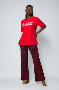 Двокомплектна бавовняна піжама Coca-Cola - червоний