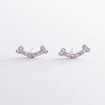 Серебряные серьги - пусеты "Smile" с фианитами 902-01085 Серебряные серьги - пусеты "Smile" с фианитами 902-01085