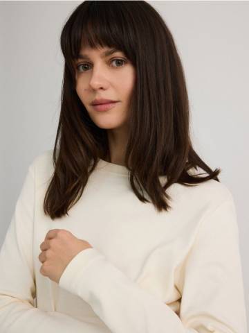 Reserved - Лонгслів із мерсеризованої бавовни - кремовий - 9467H-01X