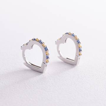 Серебряные серьги "Сердечки" с фианитами OR111590 Серебряные серьги "Сердечки" с фианитами OR111590