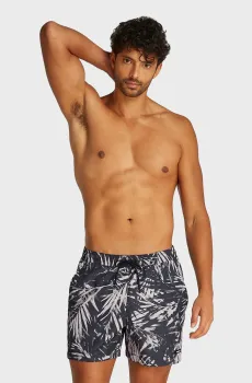Мужские черные плавательные шорты с узором  MEDIUM DRAWSTRING-PRINT Черный S Calvin Klein KM0KM01120