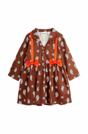 Хлопковое детское платье Mini Rodini Paisley цвет коричневый mini расклешённое 2475010016
