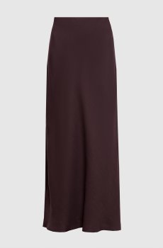 Коричневая юбка макси с льном
