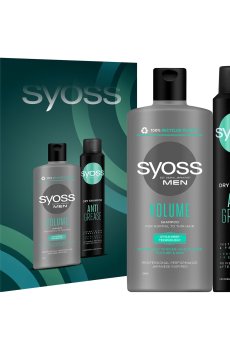 Уценка! Набор для мытья волос мужской Syoss Clean & Freshness (шампунь Volume, 440 мл + сухой шампунь Anti-Grease, 200 мл)