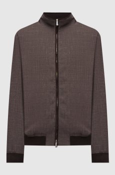 Коричневая куртка из шерсти, шелка и льна