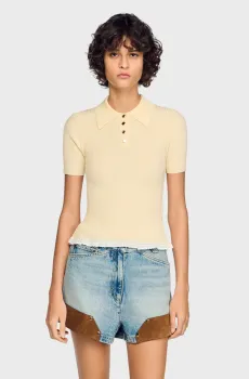 Женский бежевый топ Бежевый XS Sandro SFPPU02779_Vanilla