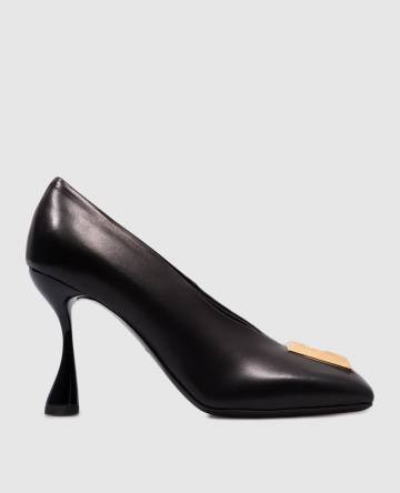 Черные кожаные лодочки EDEN с металлическим логотипом