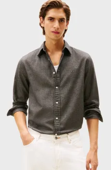 Мужская серая рубашка в полоску HERRINGBONE Серый S Tommy Hilfiger MW0MW40475