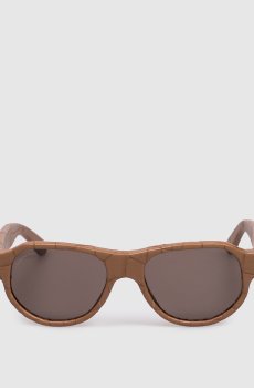 Коричневые солнцезащитные очки из кожи крокодила
