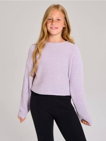 Ребристий светр у смужку - Фіолетовий