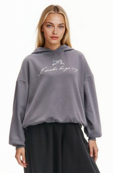 Cropp - Світшот із принтом - темно-сірий