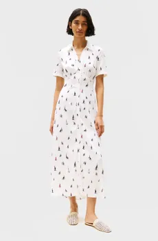 Женское белое платье с узором FLUID Белый S Tommy Hilfiger WW0WW44668