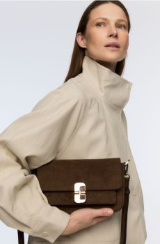 Reserved - Сумка через плече з екошкіри - темно коричневий - 748FC-89X