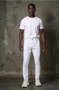 Джинси slim fit із потертостями - білий