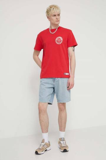 Хлопковая футболка Tommy Jeans Archive Games мужская цвет красный с принтом DM0DM19545 Хлопковая футболка Tommy Jeans Archive Games мужская цвет красный с принтом DM0DM19545