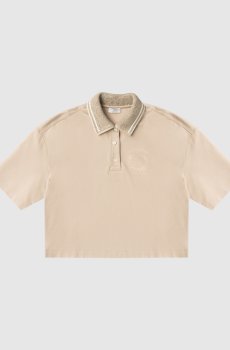 Детское бежевое поло с принтом