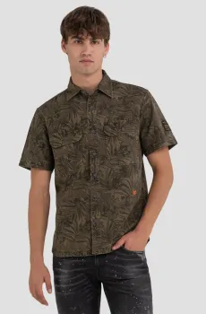 Мужская зеленая рубашка с узором Зеленый XXL Replay M4061 .000.73884