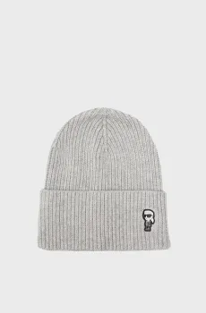 Женская серая шапка K IKONIK 2.0 BEANIE Серый ONESIZE Karl Lagerfeld 236W3405
