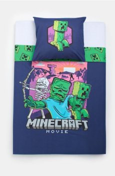 Комплект двосторонньої постільної білизни Minecraft - темно-синій