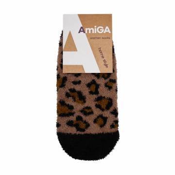 Носки женские AmiGA короткие махровые, леопард, размер 23-25 Носки женские AmiGA короткие махровые, леопард, размер 23-25