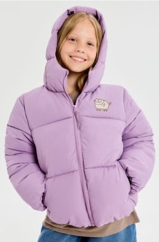 Квітована куртка puffer з капюшоном Pusheen the Cat - Фіолетовий