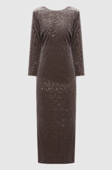 Серое велюровое платье миди в пайетке
