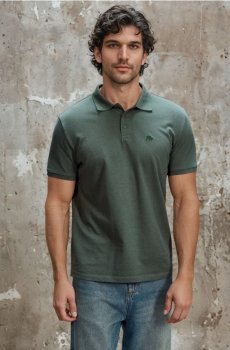 Бавовняна сорочка поло - синьо-зелений