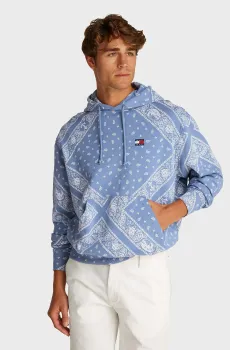 Мужское голубое худи с узором TJM PAISLEY ALL OVER HOODIE EXT Голубой S Tommy Jeans DM0DM21305