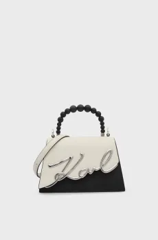 Женская белая кожаная сумка signature 2.0 sm cb pearls Черный ONESIZE Karl Lagerfeld B3W30015