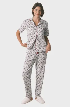 Женская пижама с узором (рубашка, брюки) Разноцветный L womensecret 3792070