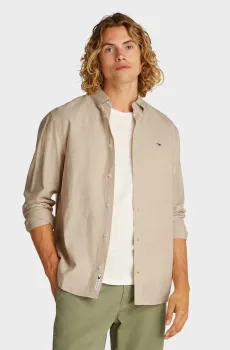 Мужская бежевая рубашка REG Бежевый M Tommy Jeans DM0DM20875