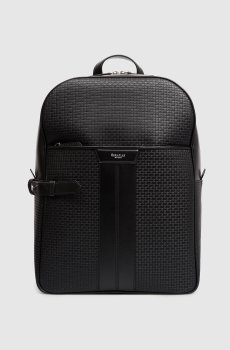 Черный кожаный рюкзак с логотипом