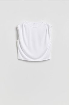 Reserved - Короткий топ з модалу - білий - 360HT-00X