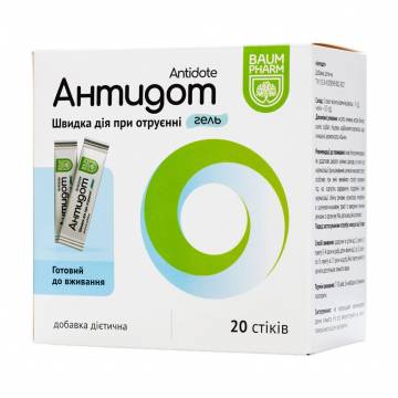 Антидот гель при отравлении Baum Pharm Antidote со вкусом банана, 20 стиков Антидот гель при отравлении Baum Pharm Antidote со вкусом банана, 20 стиков