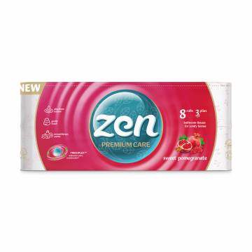 Туалетная бумага Zen Premium Care Гранат, 3-слойная, 145 отрывов, 8 рулонов Туалетная бумага Zen Premium Care Гранат, 3-слойная, 145 отрывов, 8 рулонов