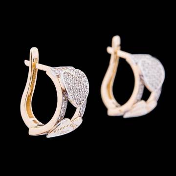 Золотые серьги с фианитами с04257 Золотые серьги с фианитами с04257
