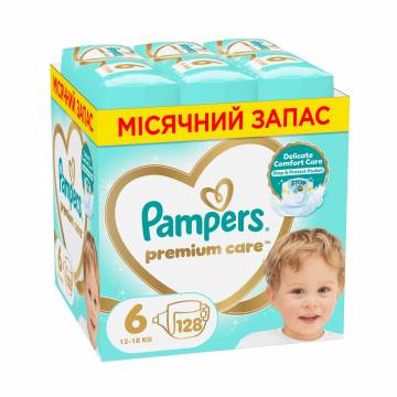 Подгузники Pampers Premium Care размер 6 (13-18 кг), 128 шт Подгузники Pampers Premium Care размер 6 (13-18 кг), 128 шт