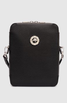 Черная кожаная сумка с эмблемой в виде головы орла