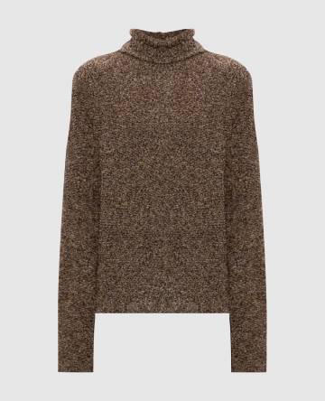 Коричневый свитер букле из кашемира и шелка