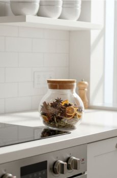 Круглий скляний контейнер для харчових продуктів з кришкою - clear