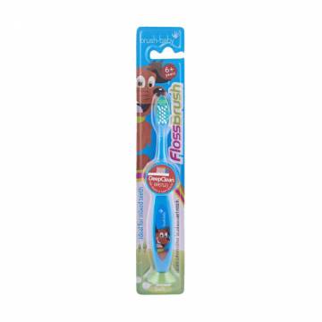 Детская зубная щетка Brush-Baby FlossBrush на присоске, от 6 лет, голубая, 1 шт Детская зубная щетка Brush-Baby FlossBrush на присоске, от 6 лет, голубая, 1 шт